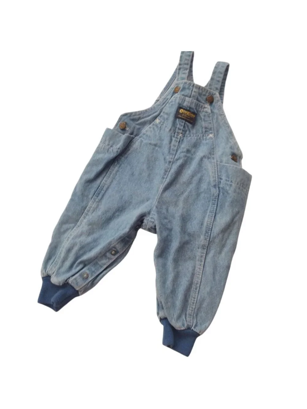 Vtg Oshkosh Baby Denim Overalls 24M Vestbak Bubble Leg Unisex w Side Pockets - Picture 9 of 9